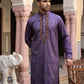 Men's Cotton Blend Embroidered Kurta with Korean Pants