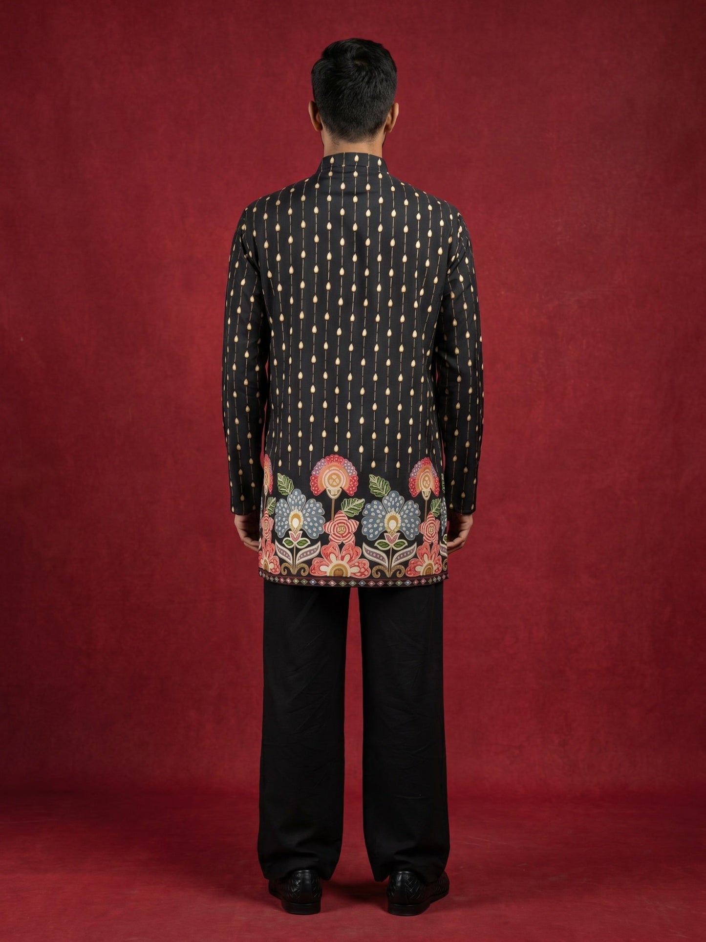 Men's Floral Printed Kurta with Korean Pants