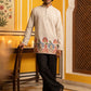 Men's Floral Printed Kurta with Korean Pants ( 65KP PJ11B 5566White ) [FF] [H-6]