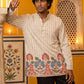 Men's Floral Printed Kurta with Korean Pants ( 65KP PJ11B 5566White ) [FF] [H-6]