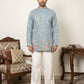 Men's Floral Printed & Thread Work Kurta with Korean Pants
