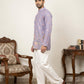 Men's Floral Printed & Thread Work Kurta with Korean Pants