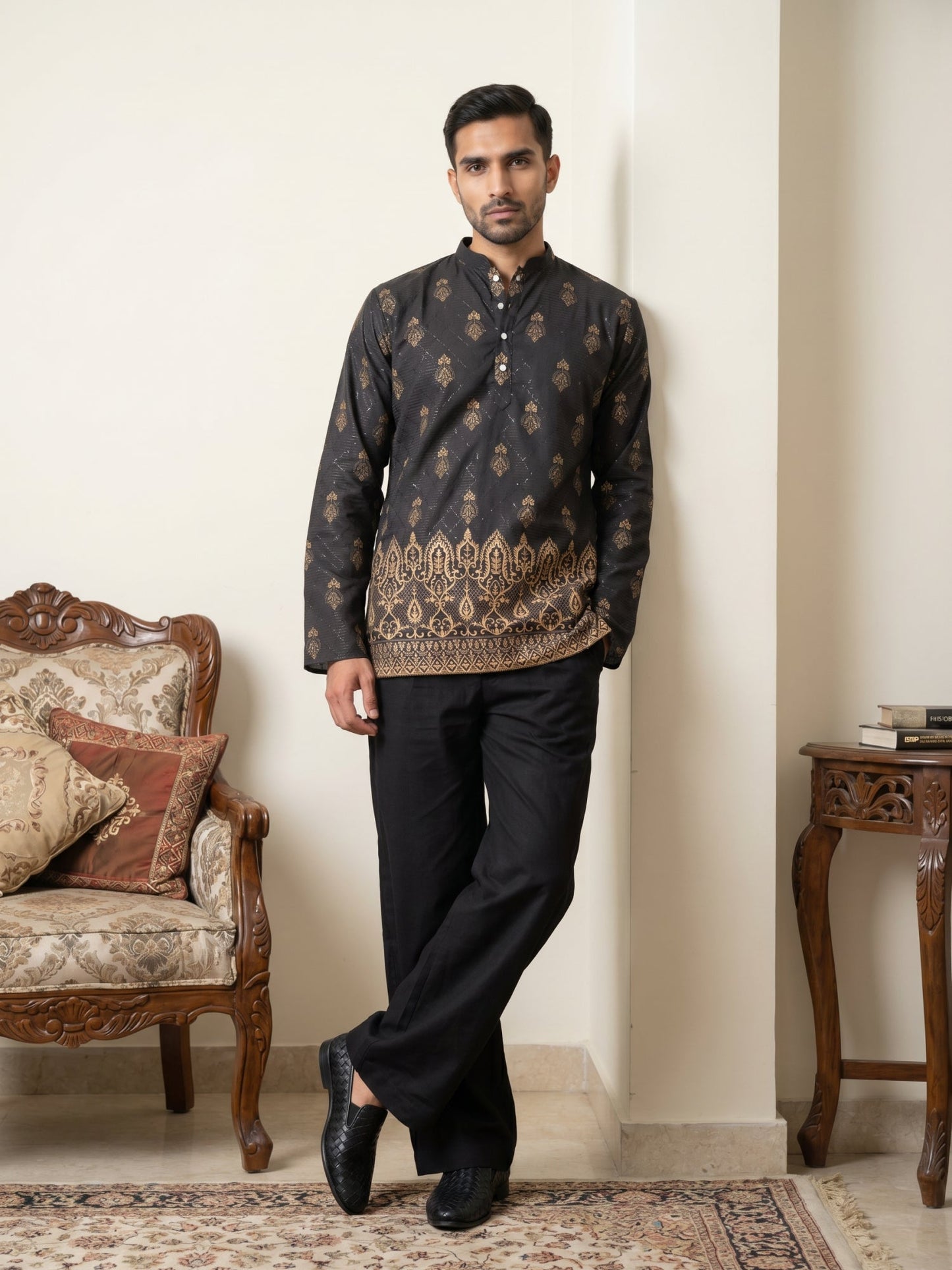 Premium Printed & Thread Work Kurta with Korean Pants