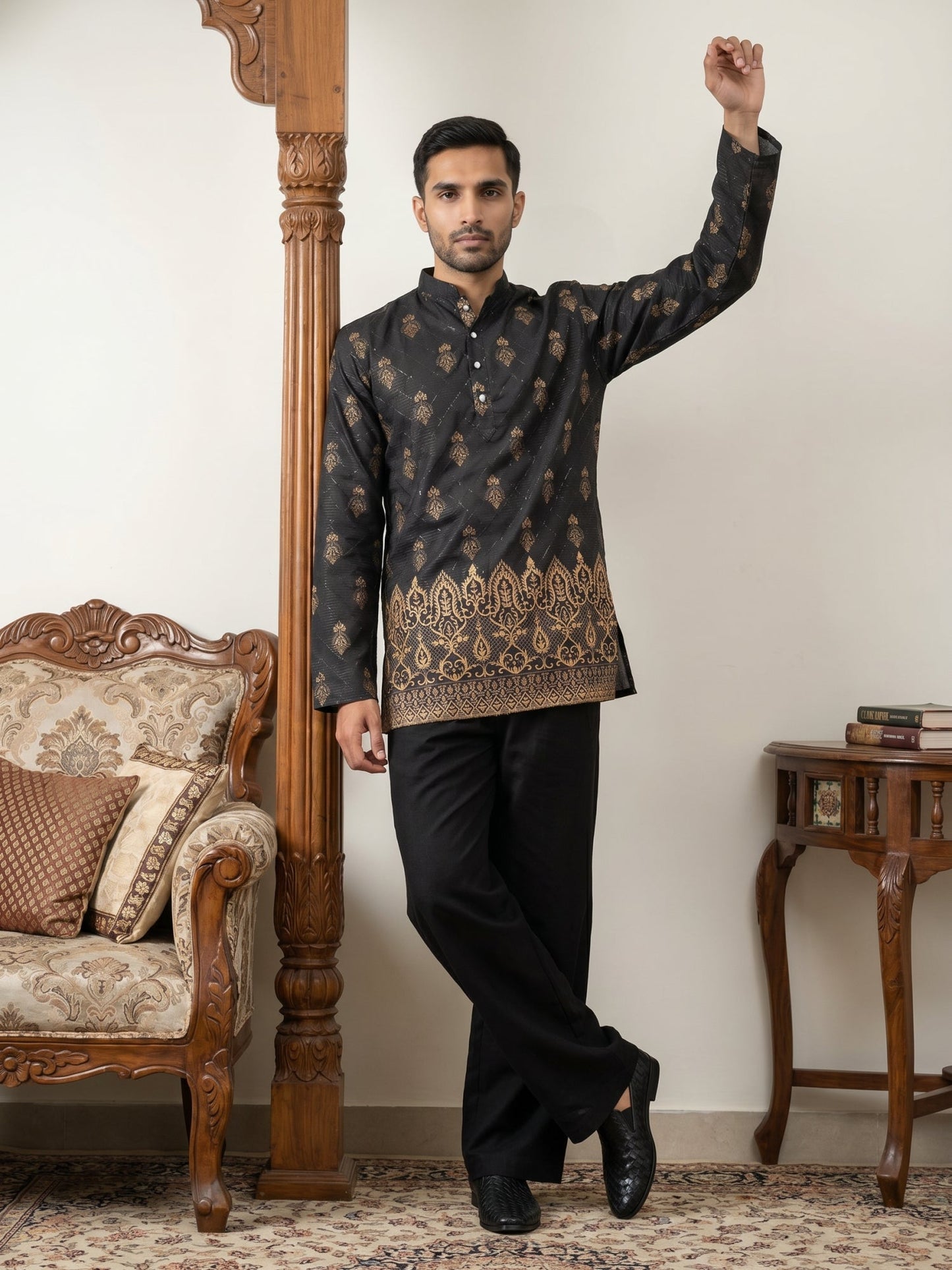 Premium Printed & Thread Work Kurta with Korean Pants