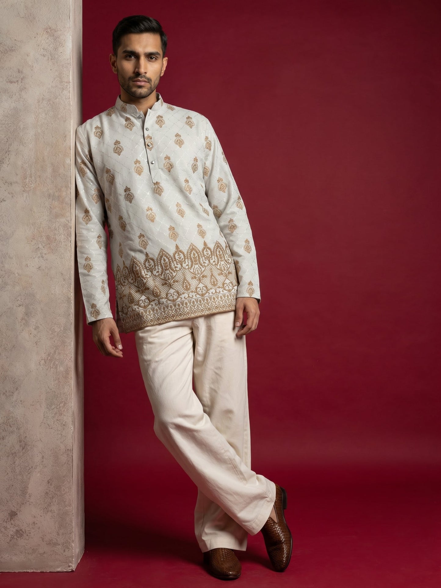 Premium Printed & Thread Work Kurta with Korean Pants