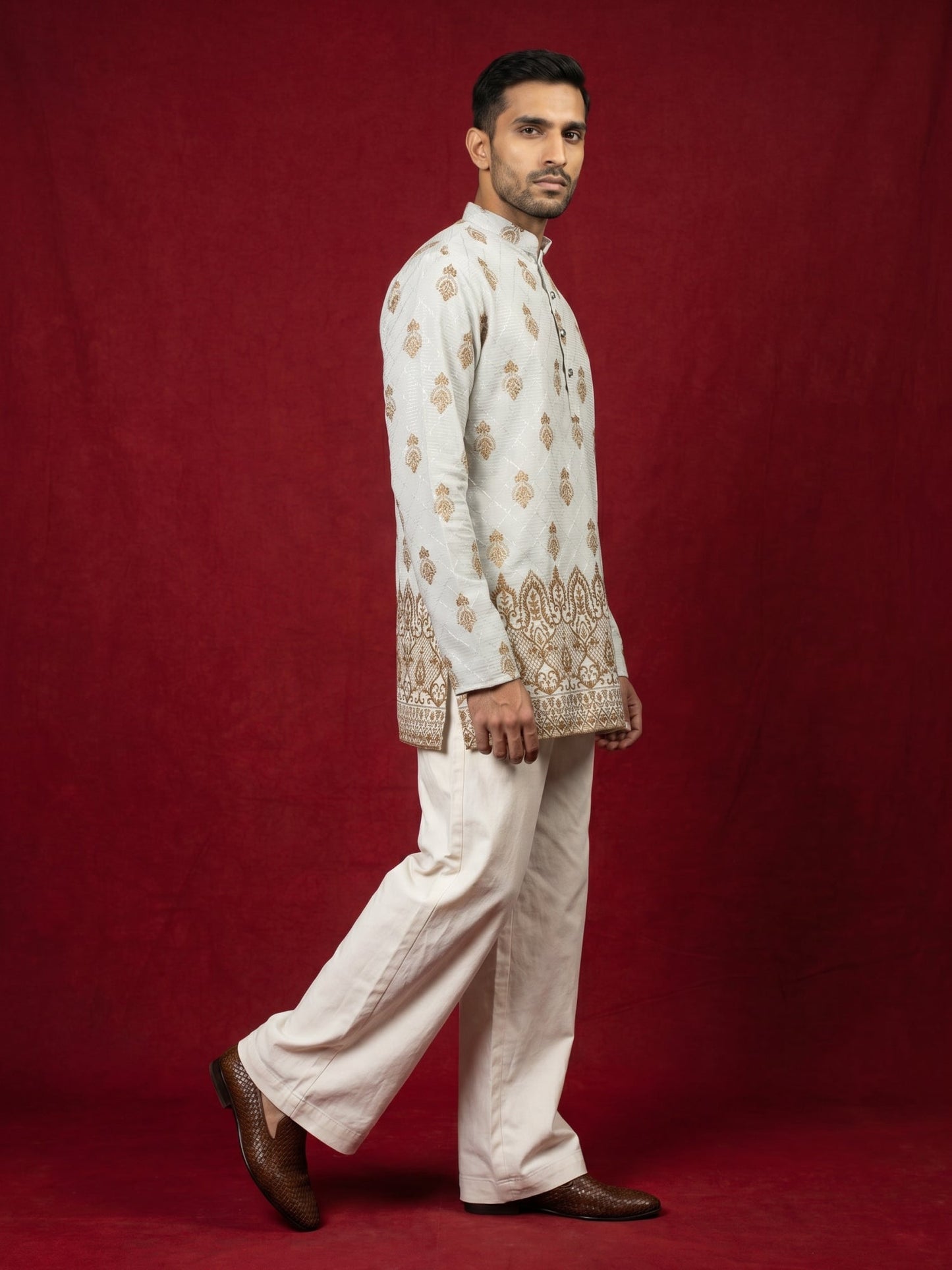 Premium Printed & Thread Work Kurta with Korean Pants