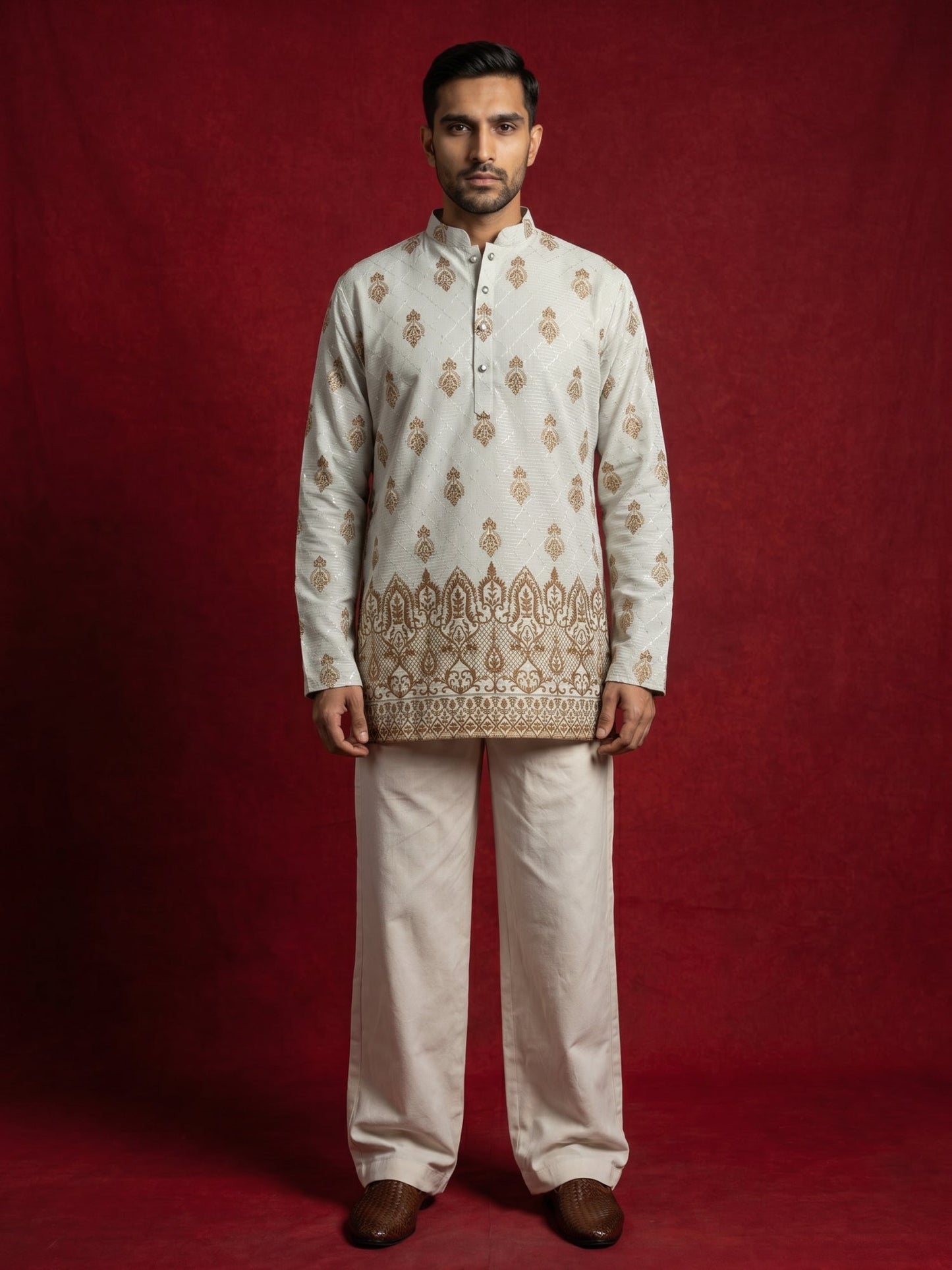 Premium Printed & Thread Work Kurta with Korean Pants