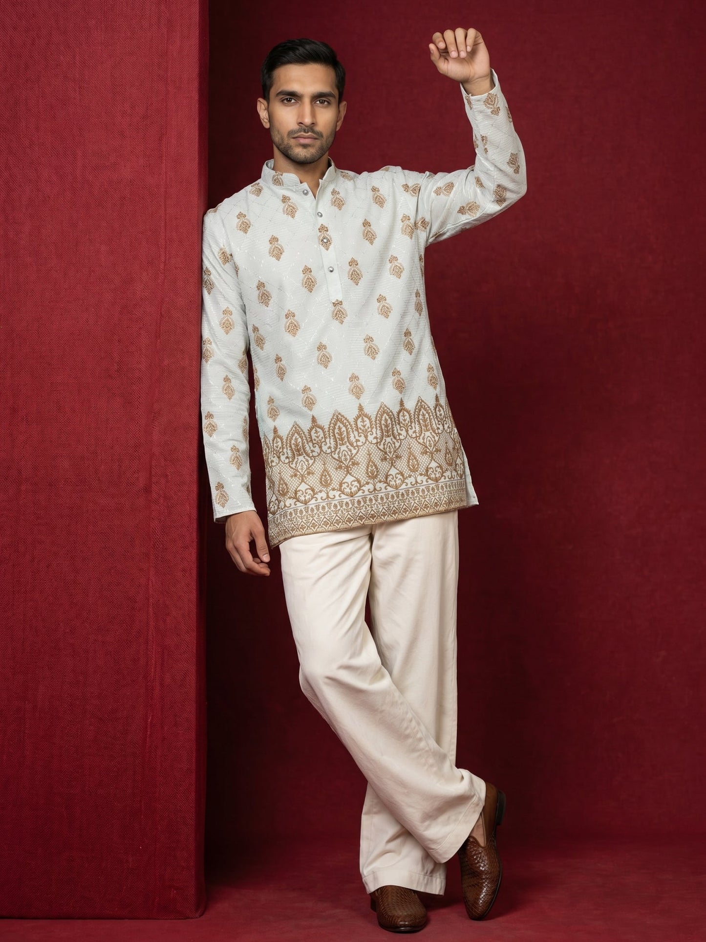 Premium Printed & Thread Work Kurta with Korean Pants