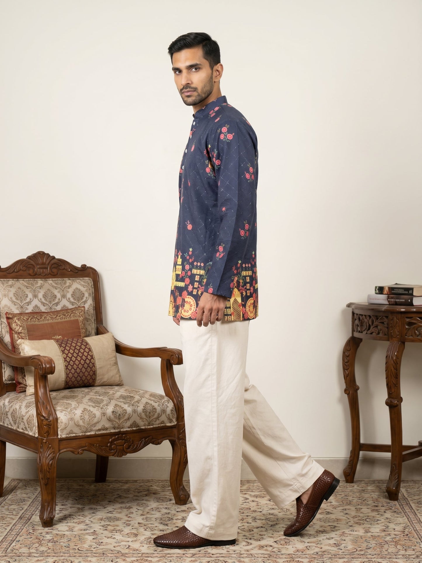 Premium Cotton Blend Printed Ethnic Kurta with Korean Pants