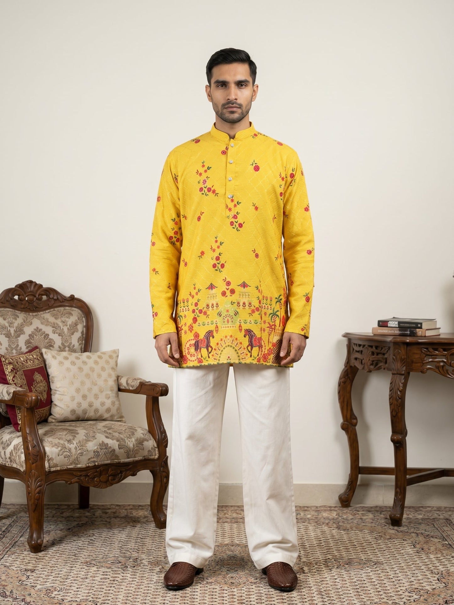 Premium Cotton Blend Printed Ethnic Kurta with Korean Pants