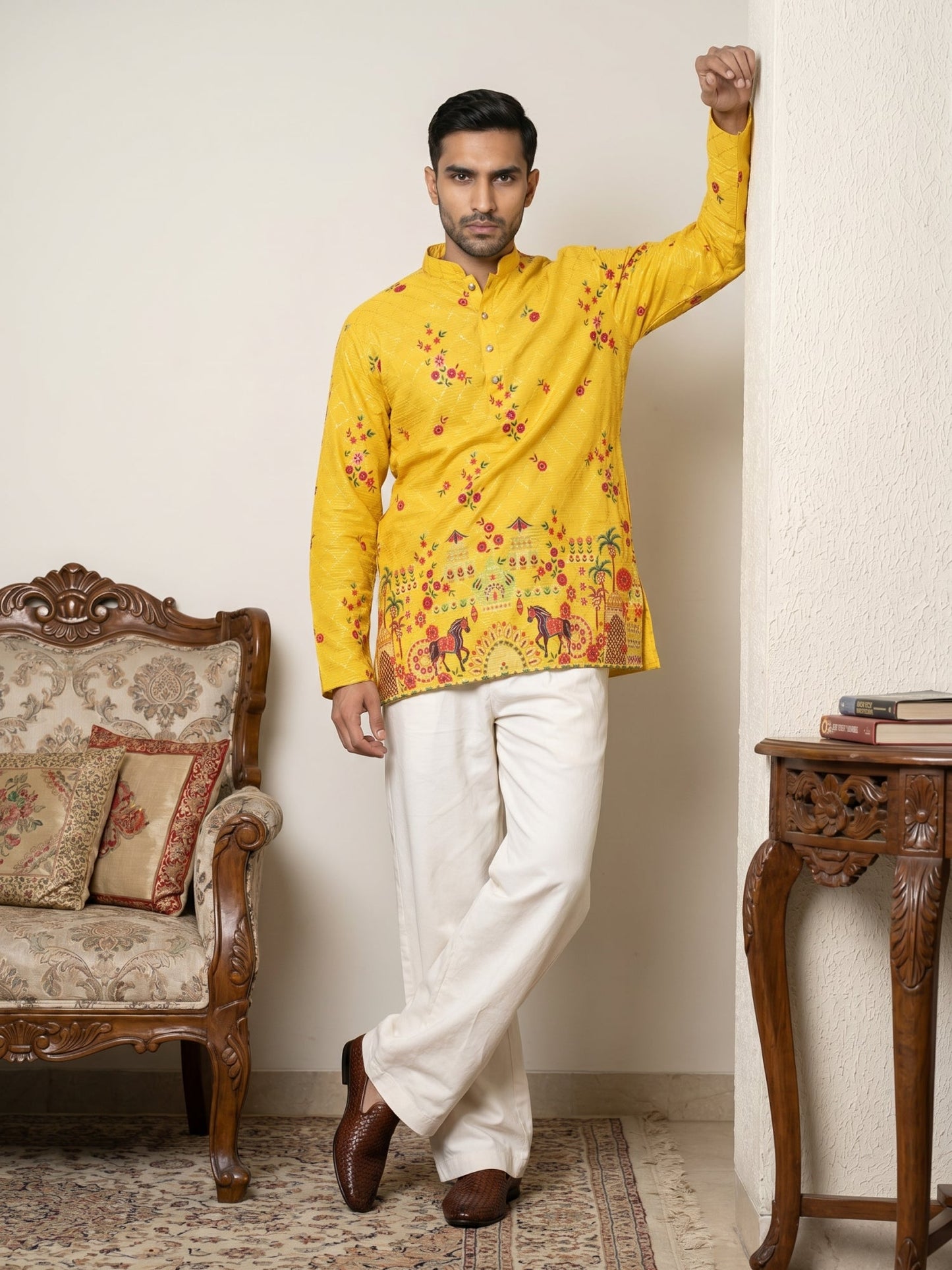 Premium Cotton Blend Printed Ethnic Kurta with Korean Pants