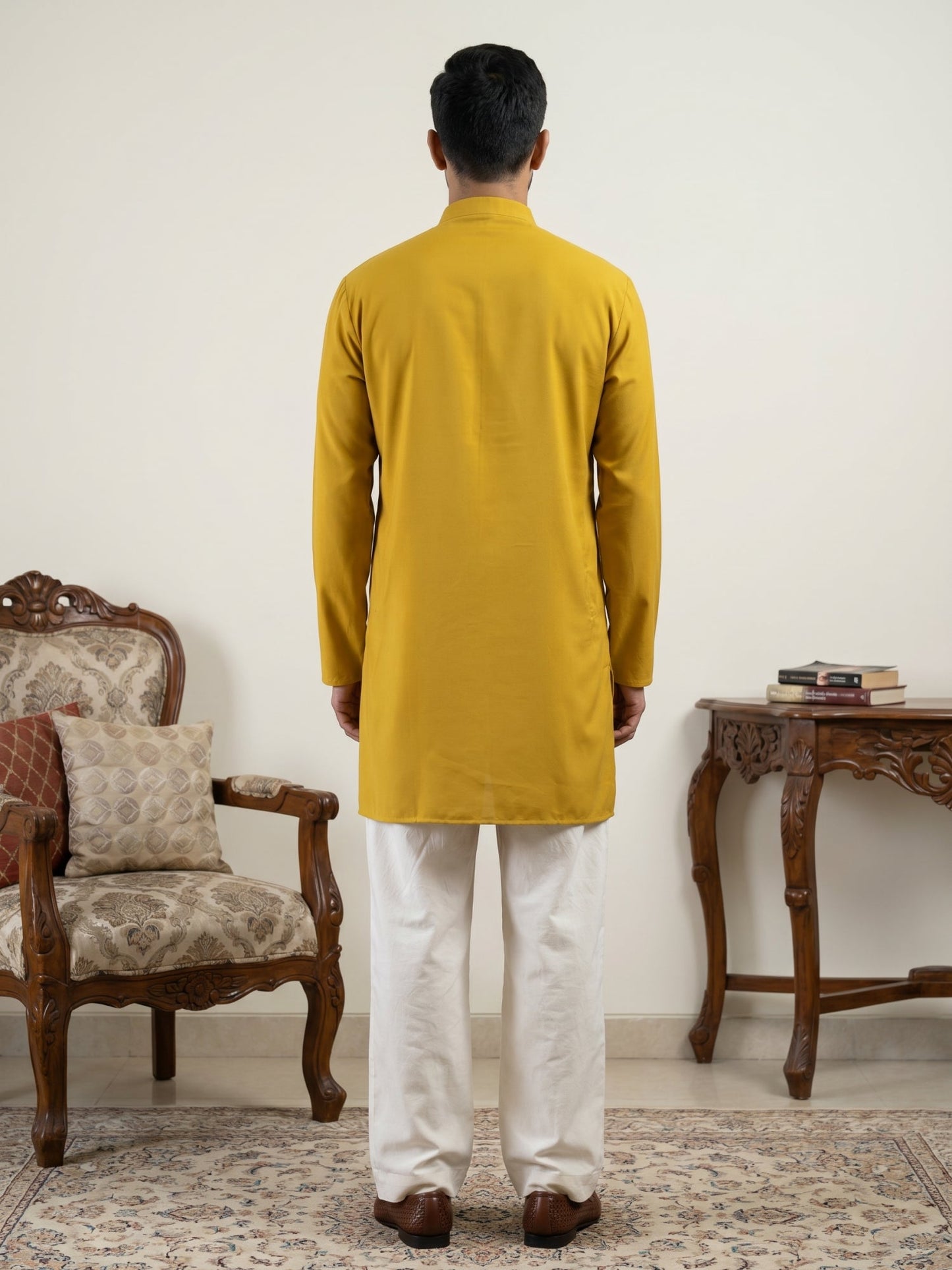 Japanese Fabric Embroidered Ethnic Kurta with Korean Pants