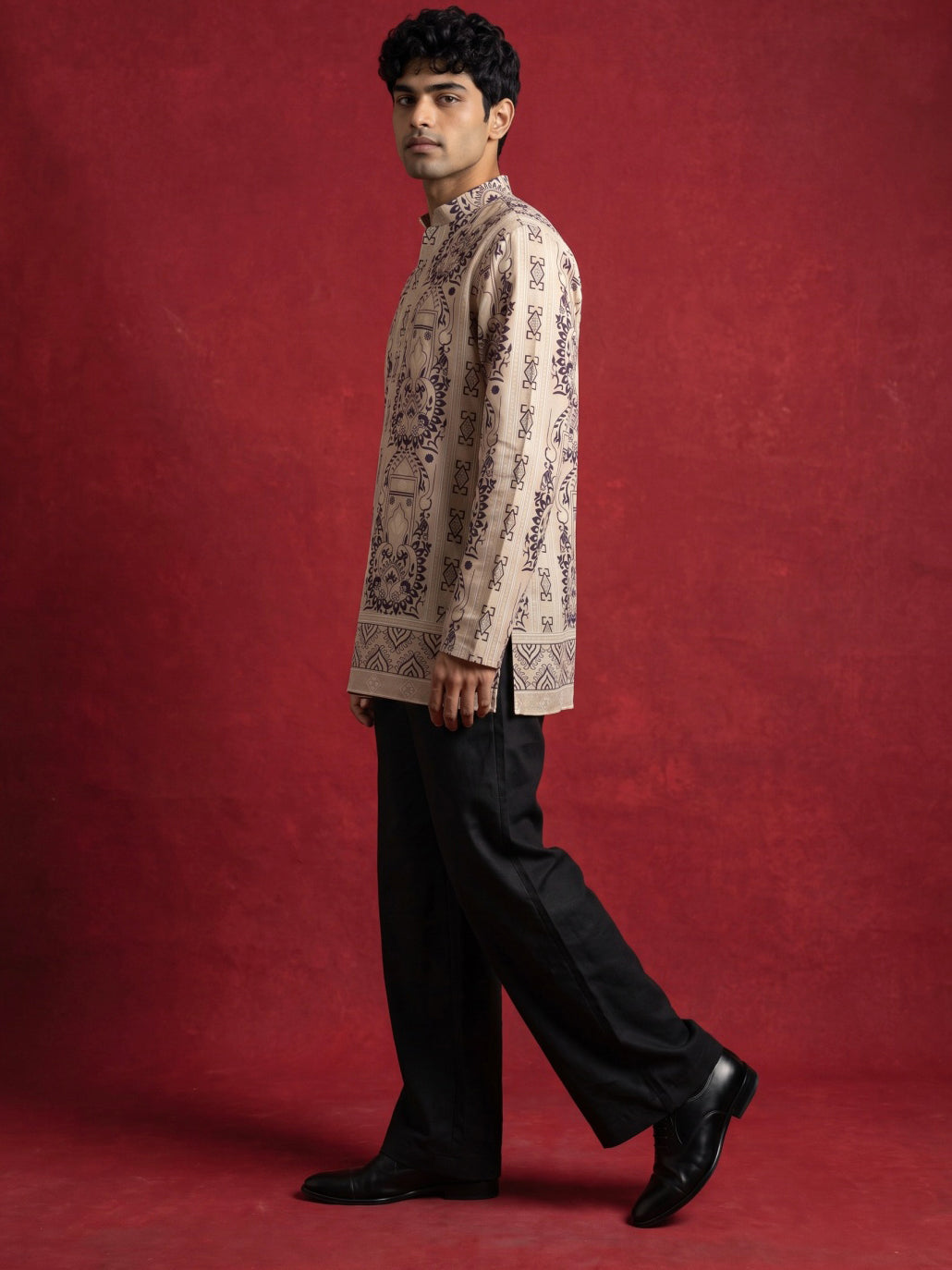 Cotton Blend Ethnic Printed Kurta with Korean Pants ( 65KP PJ11B 5573Beige ) [FF] [H-6(A-1-2-3-4)]