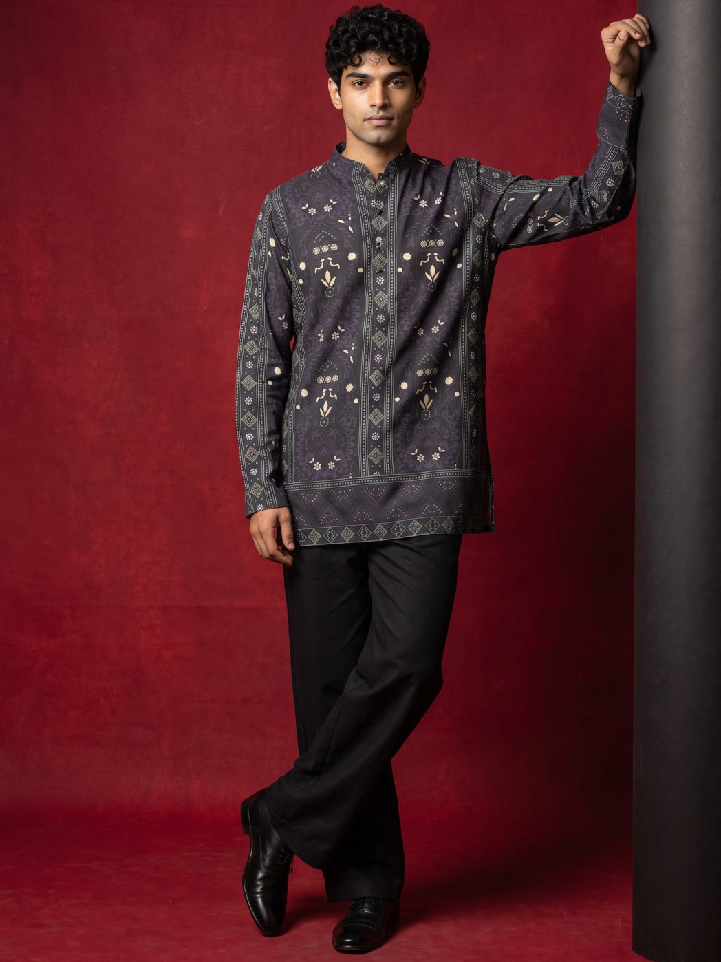 Cotton Blend Ethnic Printed Kurta with Korean Pants ( 65KP PJ11B 5573Purple ) [FF] [H-6(A-1-2-3-4)]