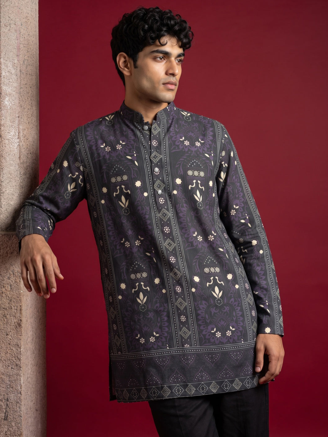 Cotton Blend Ethnic Printed Kurta with Korean Pants ( 65KP PJ11B 5573Purple ) [FF] [H-6(A-1-2-3-4)]