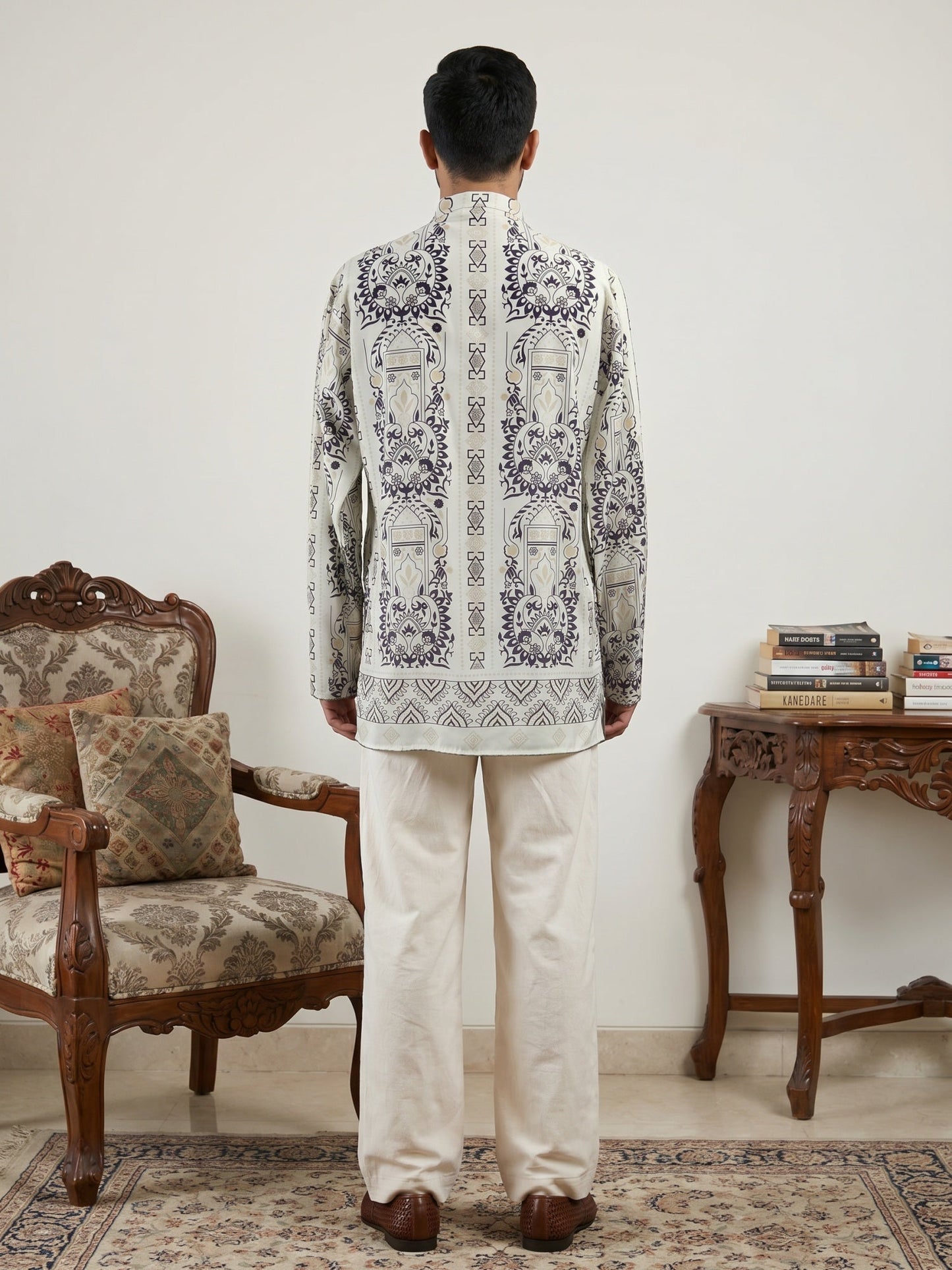 Cotton Blend Ethnic Printed Kurta with Korean Pants
