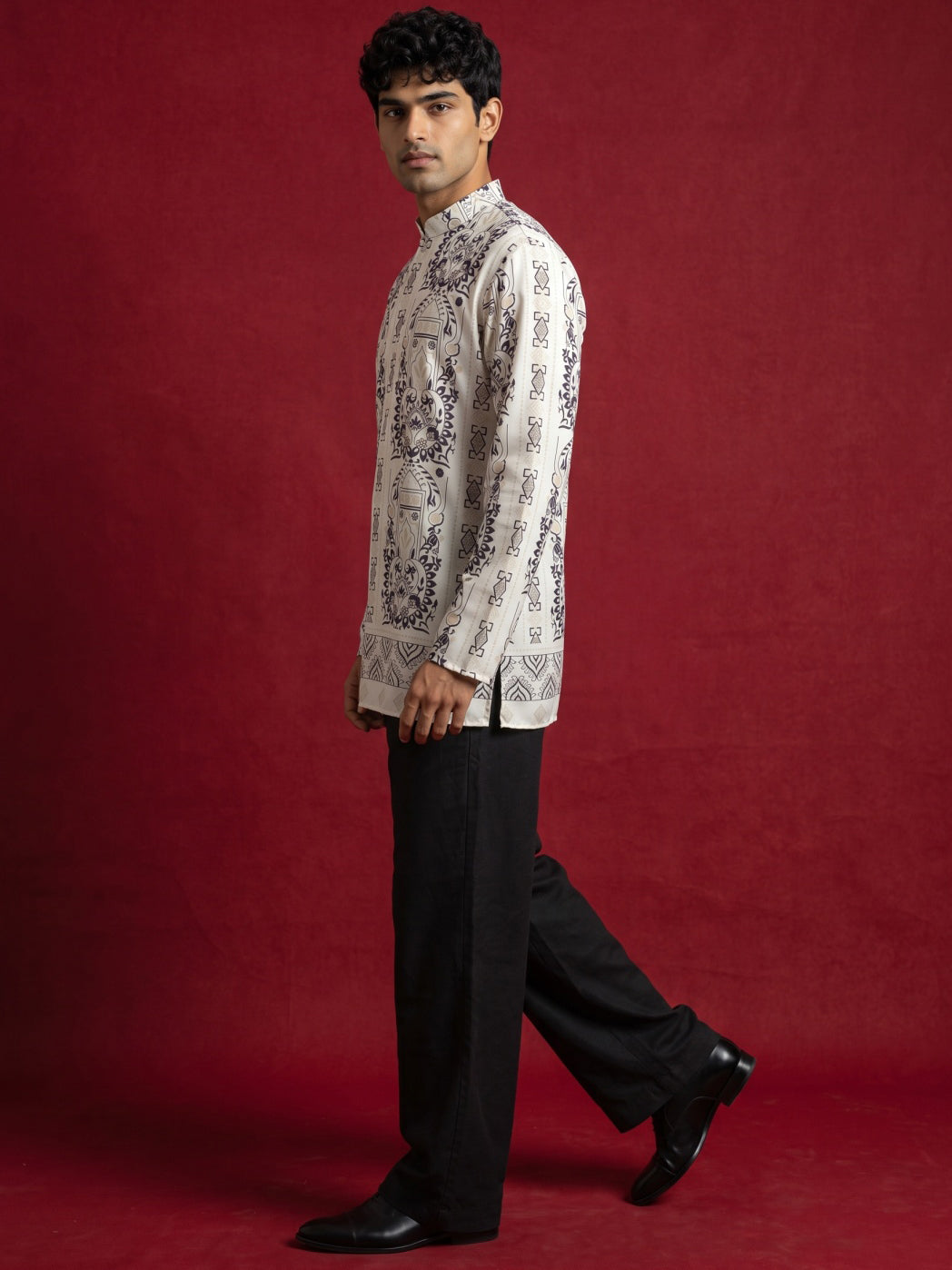 Cotton Blend Ethnic Printed Kurta with Korean Pants ( 65KP PJ11B 5573White ) [FF] [H-6(A-1-2-3-4)]
