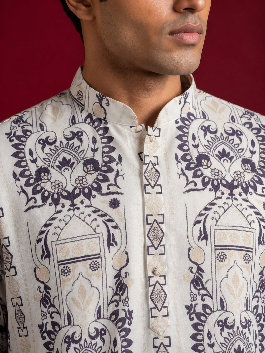 Cotton Blend Ethnic Printed Kurta with Korean Pants ( 65KP PJ11B 5573White ) [FF] [H-6(A-1-2-3-4)]