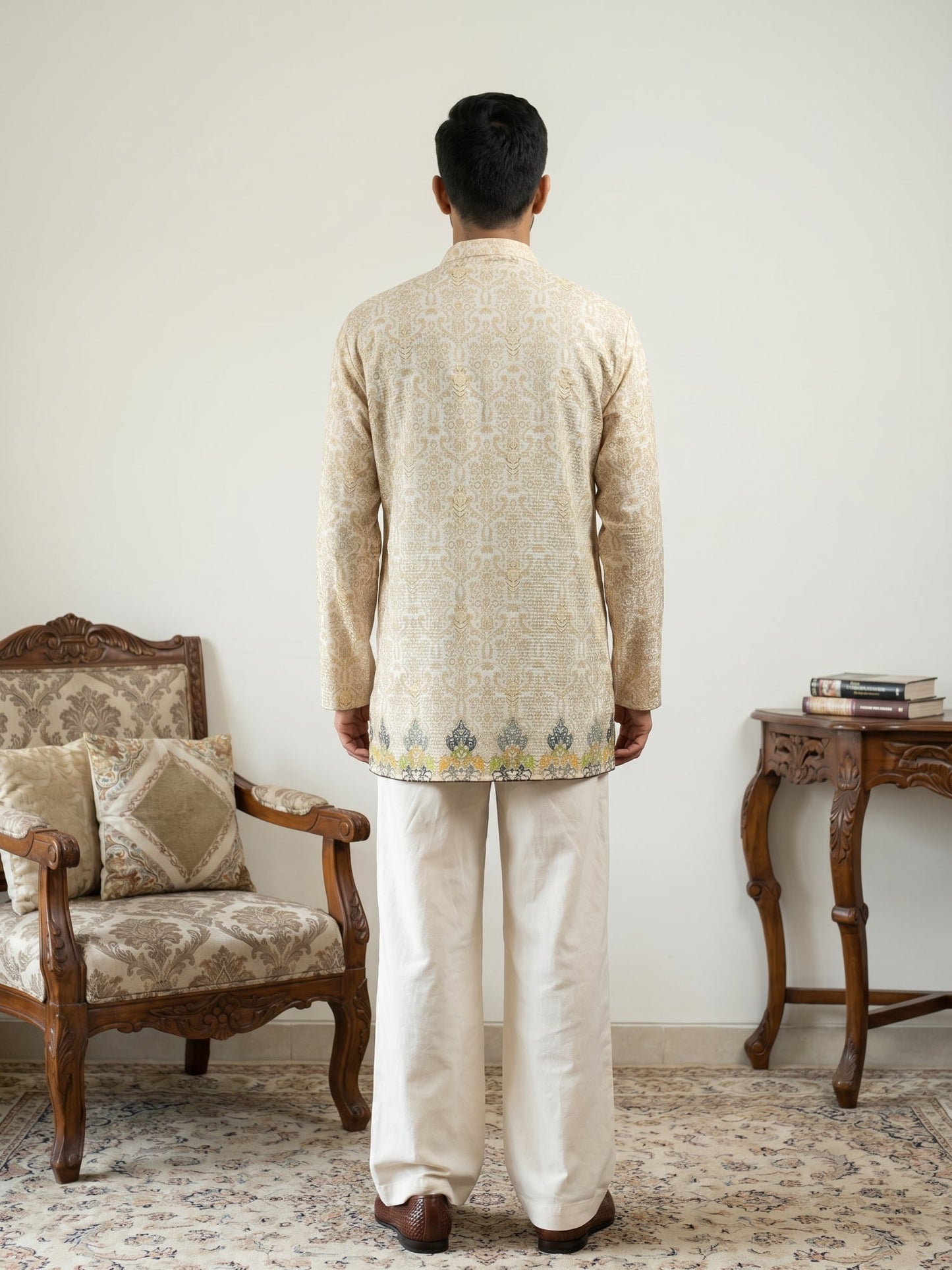 Men's Traditional Printed Kurta with Korean Pants Set