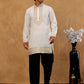 Japanese Fabric Embroidered Kurta with Korean Pant Set ( 65KP PJ11B F 5576 White )