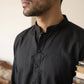 Classic Silk Blend Kurta Pyjama Set for Men ( 65KP 5586Black ) [FF] [WAISTCOAT]