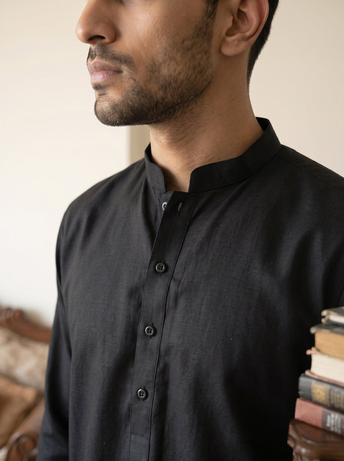 Classic Silk Blend Kurta Pyjama Set for Men ( 65KP 5586Black ) [FF] [WAISTCOAT]