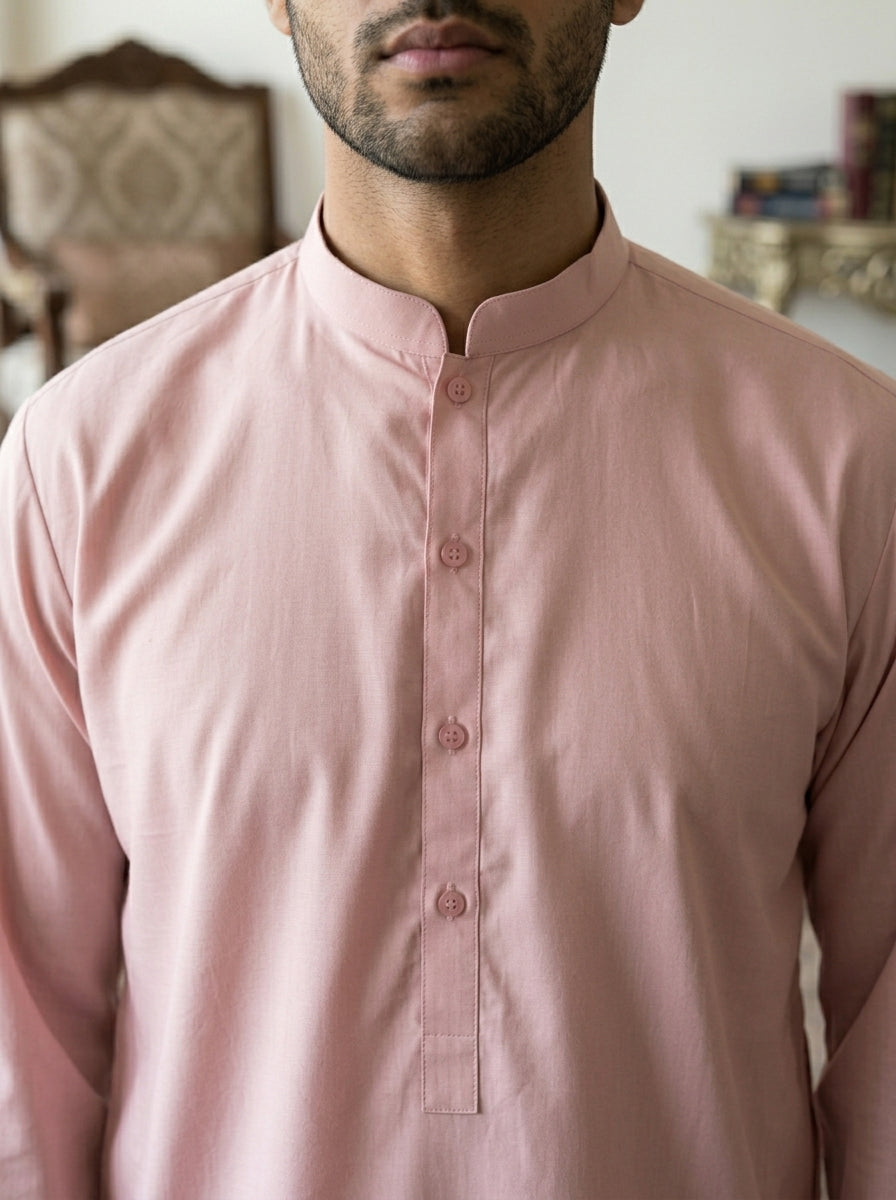 Classic Silk Blend Kurta Pyjama Set for Men ( 65KP 5586Peach ) [FF] [WAISTCOAT]