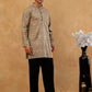Silk Blend Foil Print Kurta & Korean Pants Set ( 65KP PJ11B B 5587 Grey )