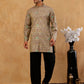 Silk Blend Foil Print Kurta & Korean Pants Set ( 65KP PJ11B B 5587 Grey )