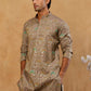 Silk Blend Foil Print Kurta & Korean Pants Set ( 65KP PJ11B B 5587 Grey )