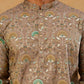 Silk Blend Foil Print Kurta & Korean Pants Set ( 65KP PJ11B B 5587 Grey )