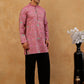 Silk Blend Foil Print Kurta & Korean Pants Set ( 65KP PJ11B B 5587 Purple )