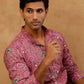 Silk Blend Foil Print Kurta & Korean Pants Set ( 65KP PJ11B B 5587 Purple )
