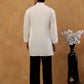 Japanese Fabric Embroidered Kurta & Korean Pants Set ( 65KP PJ11B F 5596 White )