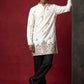 Silk Blend Embroidered Kurta & Korean Pants Set ( 65KP PJ11B 5599Cream ) [FF] [G-4]
