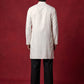 Silk Blend Embroidered Kurta & Korean Pants Set ( 65KP PJ11B 5599Cream ) [FF] [G-4]