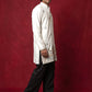 Silk Blend Embroidered Kurta & Korean Pants Set ( 65KP PJ11B 5599Cream ) [FF] [G-4]