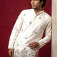 Silk Blend Embroidered Kurta & Korean Pants Set ( 65KP PJ11B 5599Cream ) [FF] [G-4]