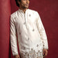 Silk Blend Embroidered Kurta & Korean Pants Set ( 65KP PJ11B 5599Cream ) [FF] [G-4]