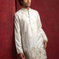 Silk Blend Embroidered Kurta & Korean Pants Set ( 65KP PJ11B 5601Cream ) [FF] [D-1]
