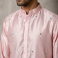 Men Designer Silk Blend Embroidered Kurta With Korean Pants ( 65KP PJ11W 5603Pink ) [FF] [G-4]