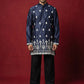 Men Ethnic Silk Blend Embroidered Kurta With Korean Pants ( 65KP PJ11B 5604Navy ) [FF] [G-4]