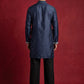 Men Ethnic Silk Blend Embroidered Kurta With Korean Pants ( 65KP PJ11B 5604Navy ) [FF] [G-4]