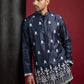 Men Ethnic Silk Blend Embroidered Kurta With Korean Pants ( 65KP PJ11B 5604Navy ) [FF] [G-4]
