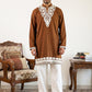 Ethnic Japanese Fabric Embroidered Kurta With Korean Pants ( 65KP PJ11W 5605Brown )