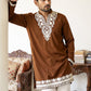 Ethnic Japanese Fabric Embroidered Kurta With Korean Pants ( 65KP PJ11W 5605Brown )