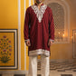 Ethnic Japanese Fabric Embroidered Kurta With Korean Pants ( 65KP PJ11W 5605Maroon )