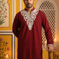 Ethnic Japanese Fabric Embroidered Kurta With Korean Pants ( 65KP PJ11W 5605Maroon )