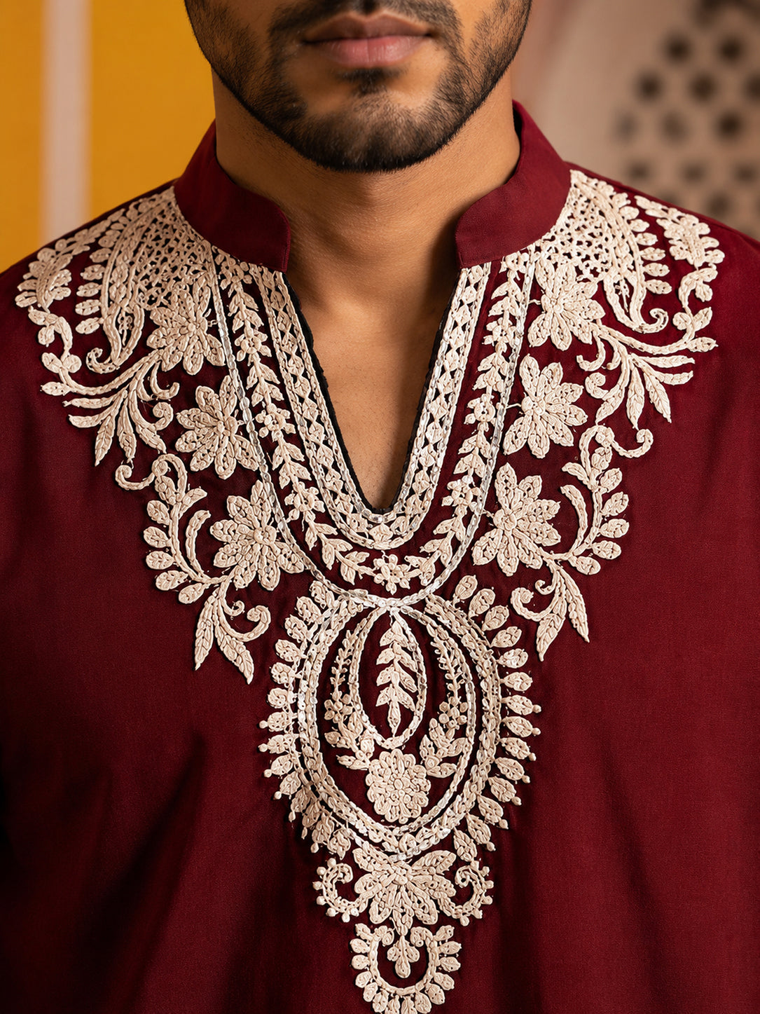 Ethnic Japanese Fabric Embroidered Kurta With Korean Pants ( 65KP PJ11W 5605Maroon )