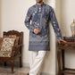 Traditional Cotton Blend Printed Kurta With Korean Pants ( 65KP PJ11W 5606Blue )